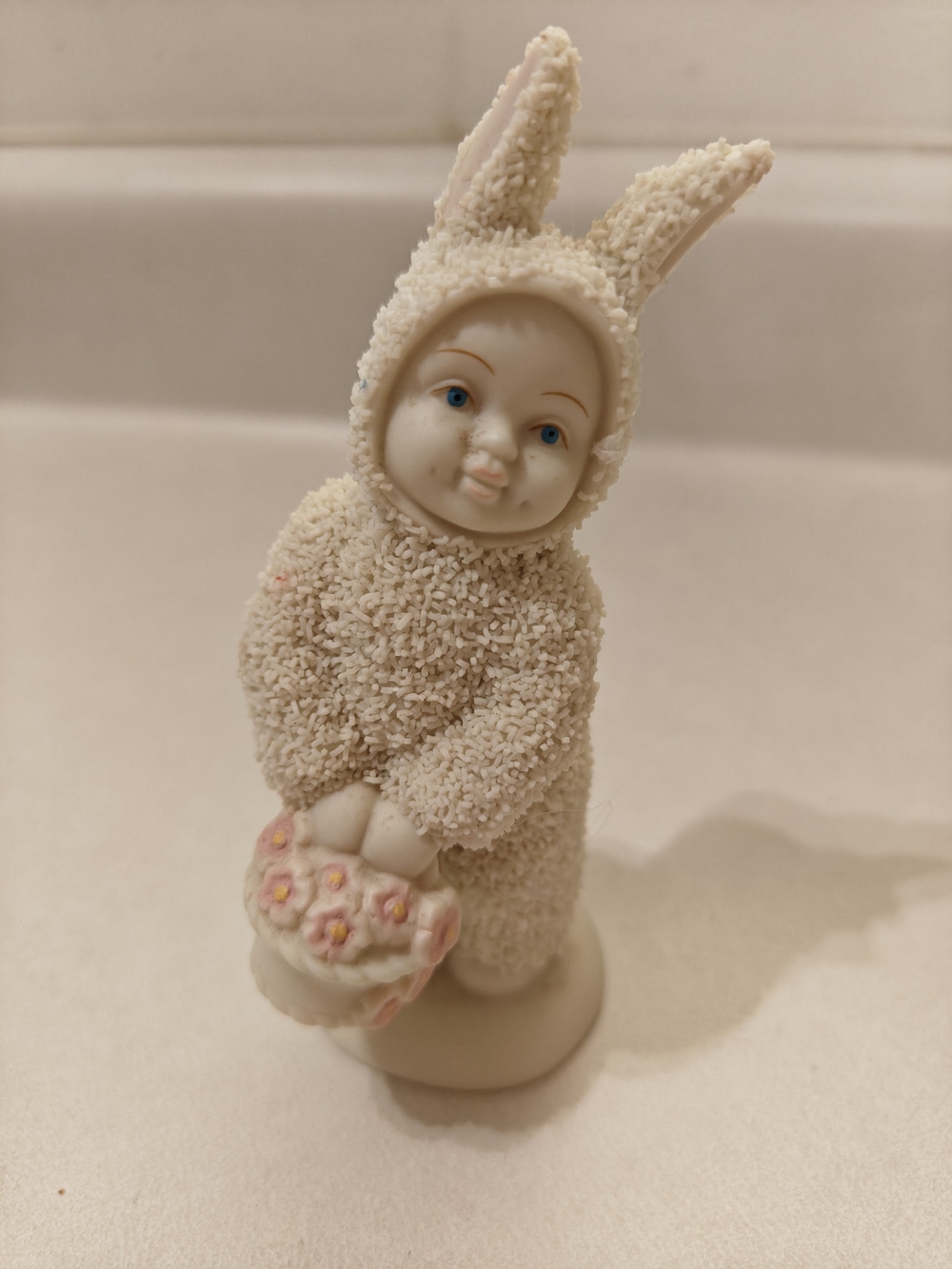Department 56 Snowbunnies "A Basket Of Cheer" Porcelain Bisque Figurine.